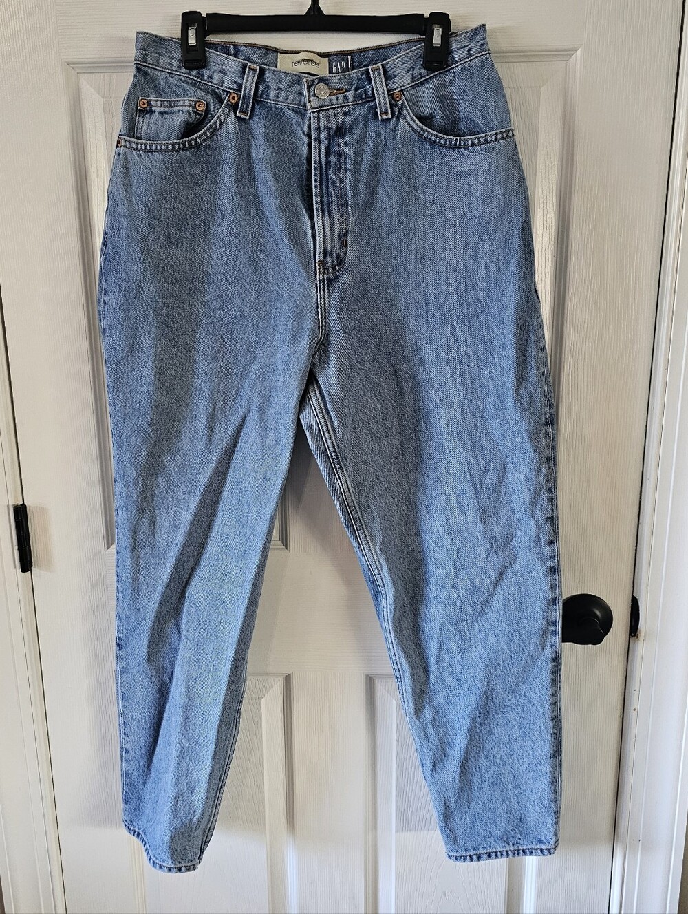 Vintage Y2K GAP Reverse Fit High Rise Mom Jeans Blue Ankle Tapered Leg 14 EUC
